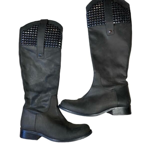 Steve Madden Black Studded Boots - Picture 1 of 8